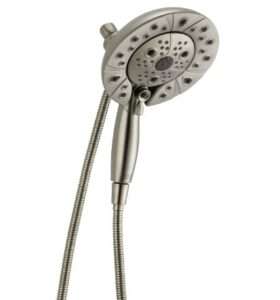 Delta Faucet 5 Spray In2ition Dual Shower Head with Handheld Spray H2Okinetic Brushed Nickel Shower Head