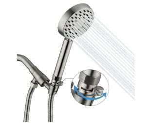 Solid Metal Brushed Nickel Handheld Shower Head With Extra Long Stainless Steel Hose Brass Holder