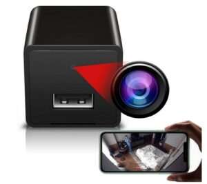 Best Invisible Mini Cameras for the Bathroom 5 WEMLB WiFi Mini Camera Wall Charger