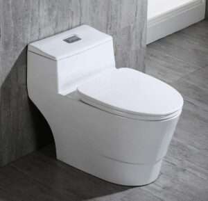 Best No Clog Toilets Reviews 9 WOODBRIDGE T 0018 B 0735 Dual Flush Elongated One Piece Soft Closing Seat