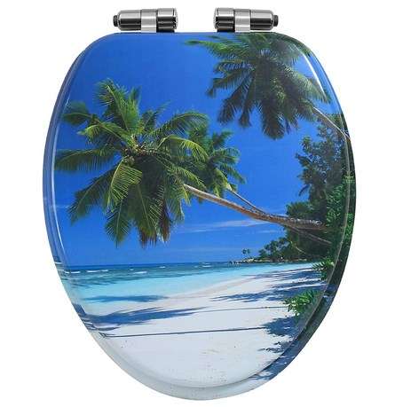 Best Decorative Toilet Seats 3 EMMTEEY Toilet Seat Elongated with Slow Close Hinges Easily Remove Tropic Ocean White Beach and Beatyful Palm Trees Elongated Toilet Seat