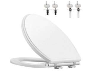 Hibbent Premium Elongated Toilet Seat with CoverOval Quiet Close One Click to Quick Release