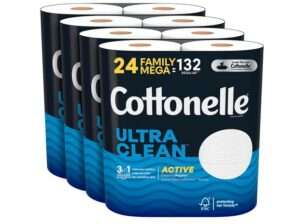 Cottonelle Ultra Clean Toilet Paper with Active CleaningRipples Texture Strong Bath Tissue