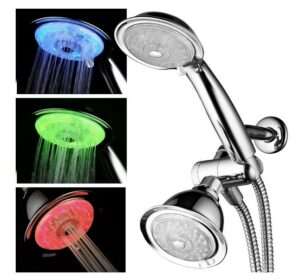 Best Shower Head With Handheld Combo 9 Luminex by PowerSpa 7 Color 24 Setting LED Shower Head Combo