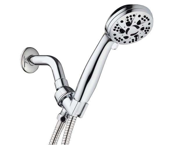 AquaDance High Pressure 6-Setting 3.5" Chrome Face Handheld Shower with Hose