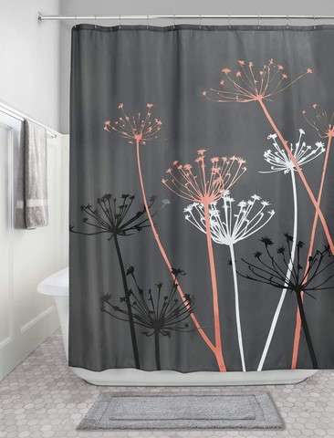 InterDesign Thistle Shower Curtain with Built-In Liner