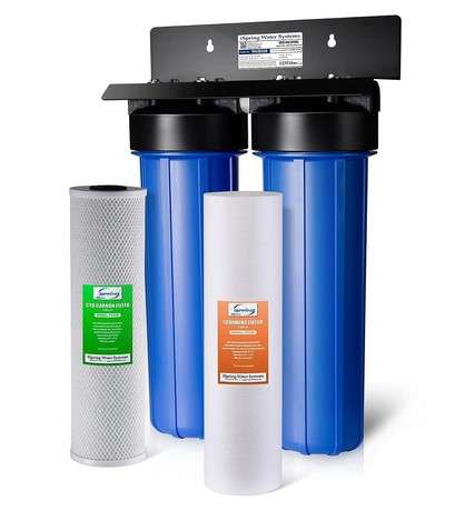 iSpring Whole House Water Filter System, Reduces Chlorine, Sediment, Taste, Odor, 2-Stage Whole House Water Filtration System