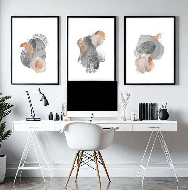 Discover 15 Modern Office Decor Ideas to Elevate Your Workspace 1 Abstract Wall Art