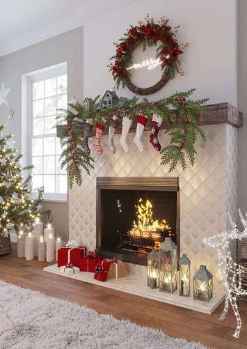 Get Festive: 15 Christmas Décor Ideas for Living Room Bliss 27 Fireplace