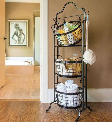 25 Bathroom Towel Hook Ideas to Keep Your Towels Off the Floor 37 Freestanding Baskets