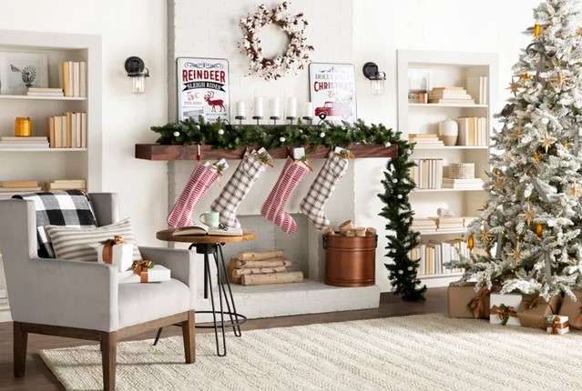 Get Festive: 15 Christmas Décor Ideas for Living Room Bliss 9 Hang Garlands and Banners