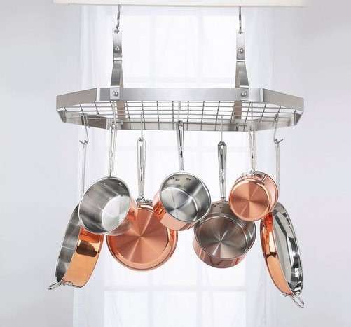 Hang Pots and Pans From a Ceiling Rack