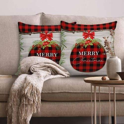 17 Christmas Pillow Covers for a Festive Holiday Home 25 Holly Pillow Cover