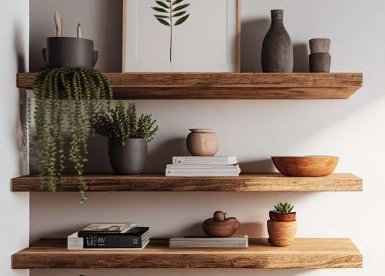 Rustic Feel with a Wooden Floating Shelf