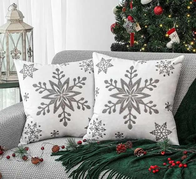 17 Christmas Pillow Covers for a Festive Holiday Home 11 Snowflake Pillow Cover
