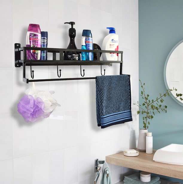 25 Bathroom Towel Hook Ideas to Keep Your Towels Off the Floor 27 Wall Mounted Hooks with Shelf