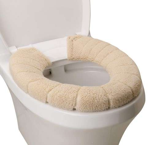 Toilet Seat CoverBathroom Soft Thicker Warmer with Snaps Fixed Stretchable Washable Fiber Cloth Toilet Seat Covers