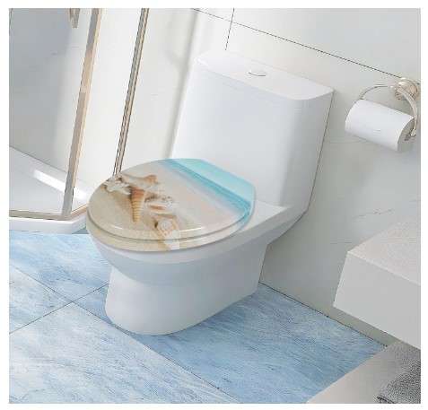Angol Shiold Elongated Toilet Seat Molded Wood Toilet Seat with Quietly Close and Quick Release Hinges