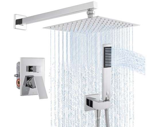 KES Shower Faucet Shower Faucets Sets Complete 10 Inches Rain Shower Head with Handheld Spray