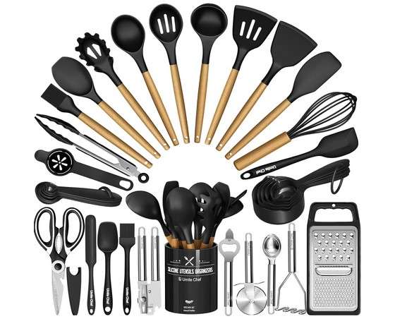 Kitchen Utensils Set- 34PCS Silicone Cooking Utensils with Holder
