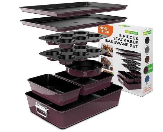 NutriChef 8-Piece Nonstick Stackable Bakeware Set 