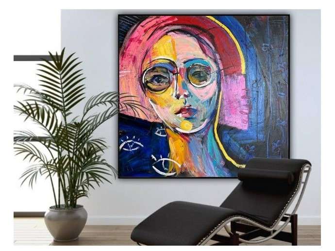 Original Colorful Acrylic Painting On Canvas Abstract Woman Wall Hanging Artwork for Bedroom