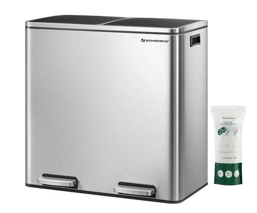 SONGMICS Trash Can 2 x 8 Gallon Garbage Can for Kitche
