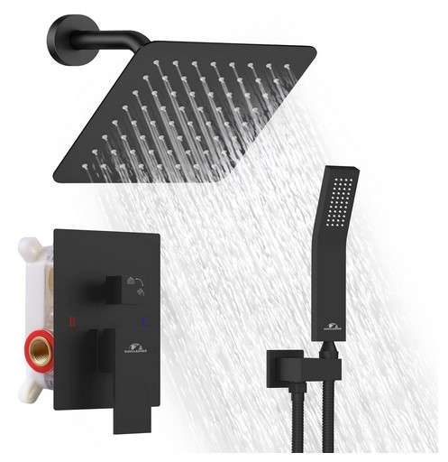 Shower System Rainfall Shower Faucets Set Matte Black