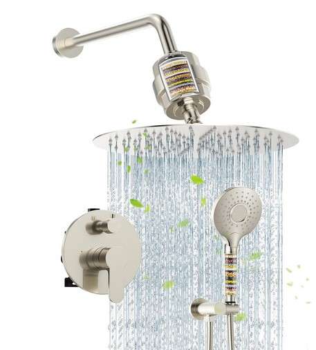 Wall-mounted Shower head: The best options for your bathroom 4 SunCleanse Shower System 12 Inch Dual Filtered Rainfall Shower Head Combo