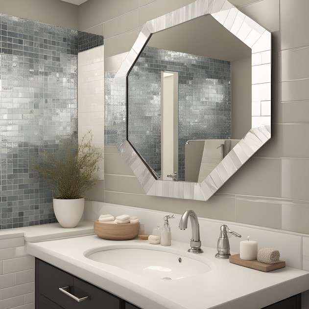 Bathroom Mirror Makeover Ideas on a Budget 4 Adhesive Tiles