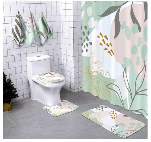 Boho Chic Shower Curtain Set with Bath Mat
