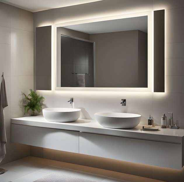 Contemporary bathroom mirror and lighting ideas