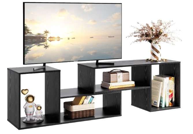DEVAISE Flat Screen TV Stand for 43 45 55 inch TV Modern Entertainment Center with Storage Shelves