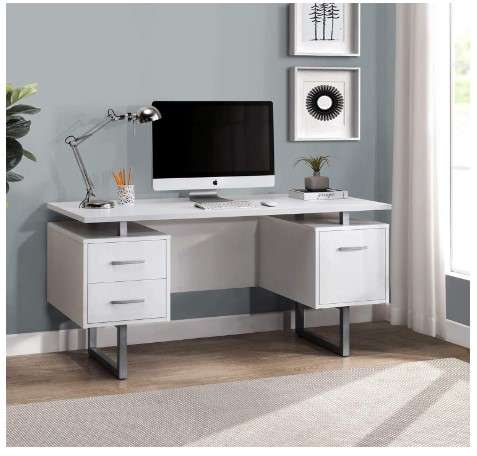 Floating Wall Desks: 5 Modern and Space-Saving Ideas 5 Deja 60 White Study Writing Home Office Wall Mounted Laptop Computer Floating Desk
