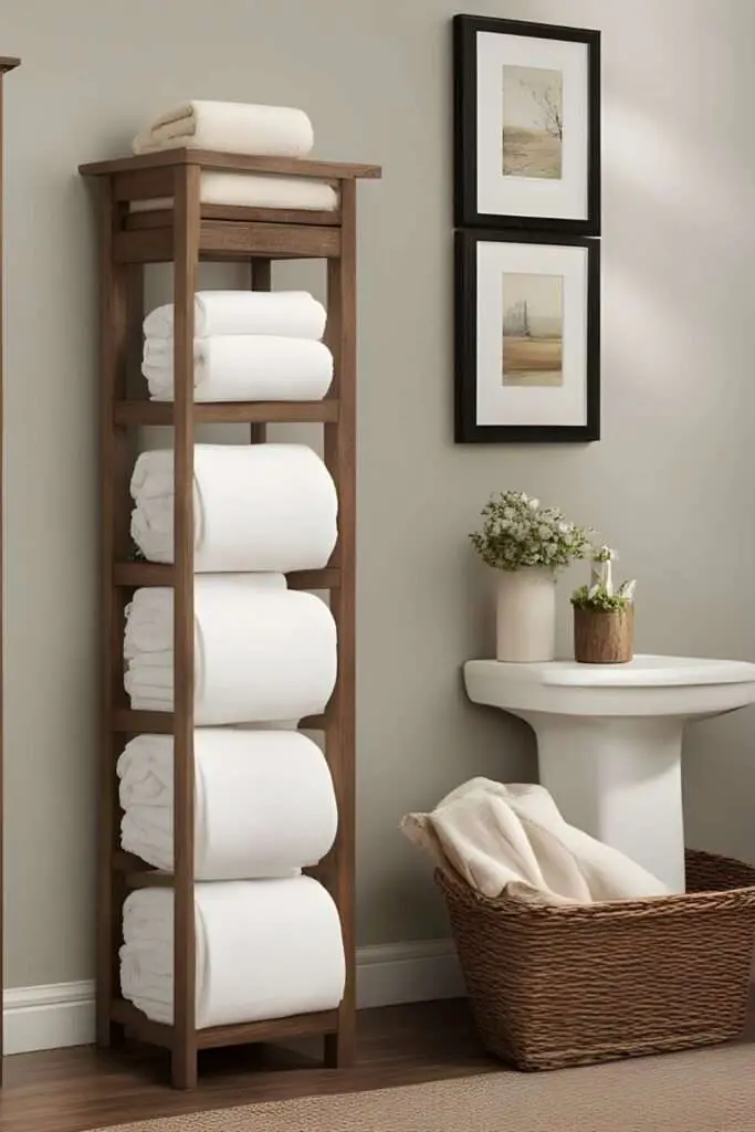 8 Genius Bathroom Cabinet Organizers to Declutter Your Space 3 Farmhouse Chic Linen Tower