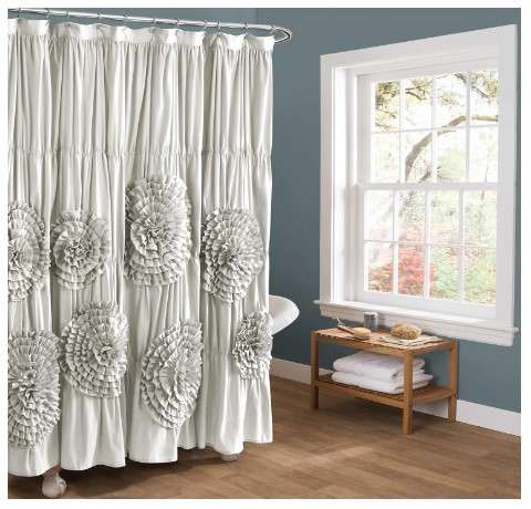 10 Ruffled Shower Curtains That Will Transform Your Bathroom 6 Floral Ruffled Shower Curtain