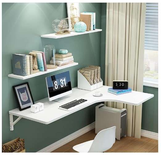 Floating Wall Desks: 5 Modern and Space-Saving Ideas 1 Fold Down Floating Desk L Shaped Wall Mounted Computer Desk