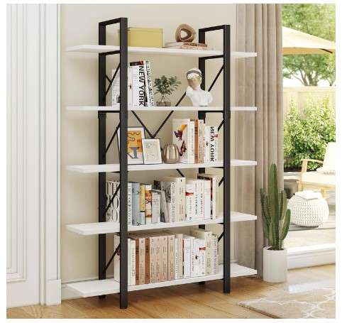 Freestanding 5 Shelf Bookcases and Bookshelves Modern Minimalist Furniture Open Display Storage Shelves Books Organizer for Living Room