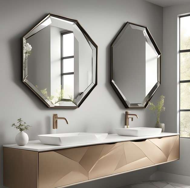 Bathroom Mirror Decoration Ideas for a Modern Bathroom 4 Geometric Mirrors