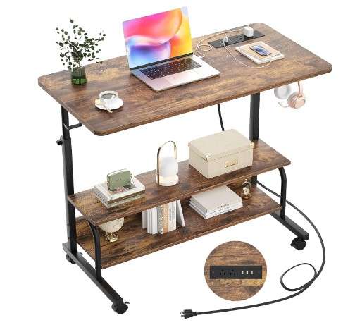 Height Adjustable Standing Desk with Power Outlets