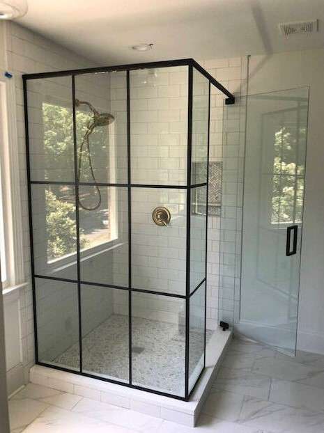 8 Shower Curtain Alternative Ideas for Your Bathroom 6 Industrial Metal Grids