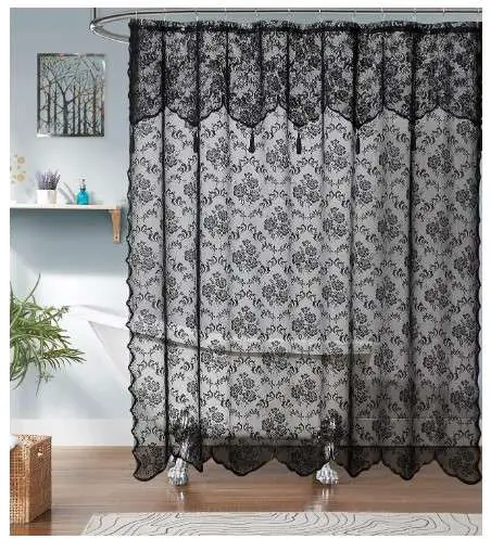 Lace Shower Curtains: Inspiration and Ideas 6 Lace Overlay shower curtain