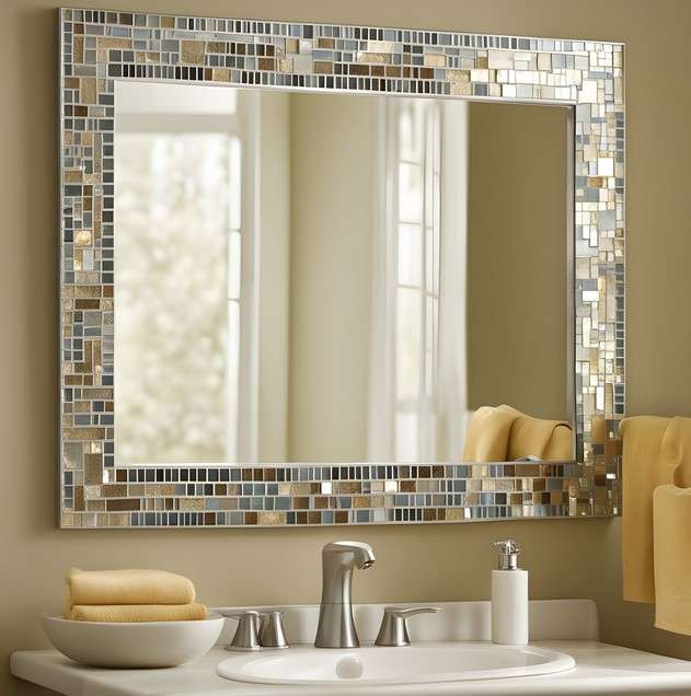 Bathroom Mirror Makeover Ideas on a Budget 9 Mirror Mosaic
