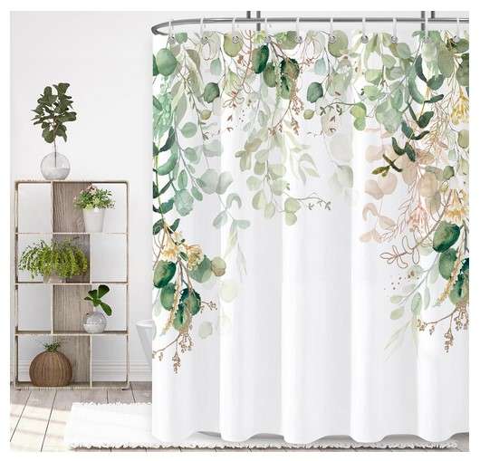 Nature-inspired prints shower curtains