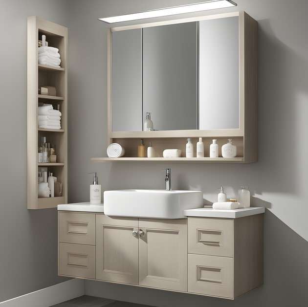 Over the sink mirrors with cabinets