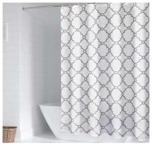 Patterned Shower Curtains to Transform White Bathrooms