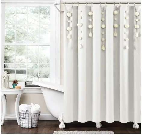 Fringed Shower Curtains: The Best Options for Your Bathroom 7 Pom Pom Fringe Shower Curtains