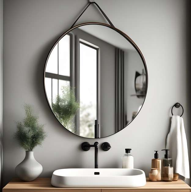 8 Creative Mirror Ideas for Small Bathrooms 4 Round Hanging Mirror