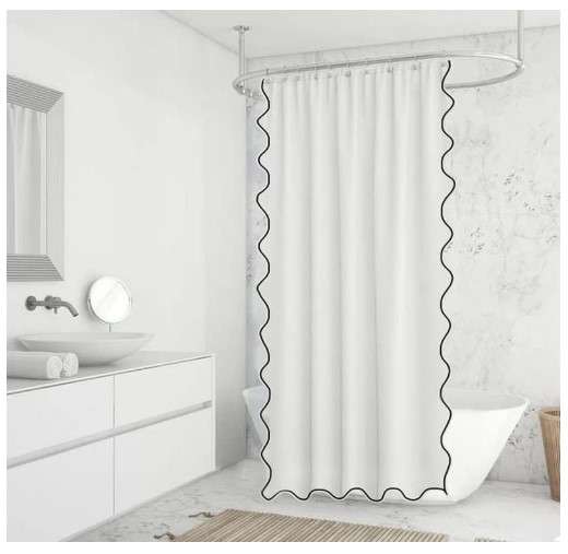 Lace Shower Curtains: Inspiration and Ideas 3 Scalloped Lace Trim