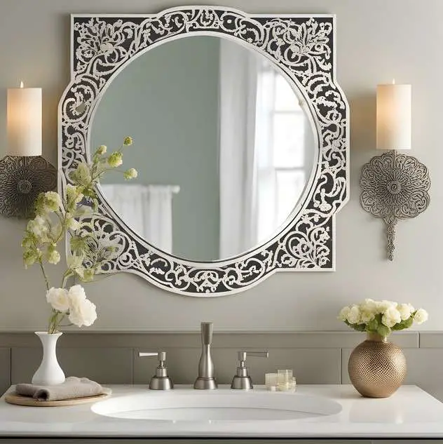 Bathroom Mirror Makeover Ideas on a Budget 7 Stencil Designs